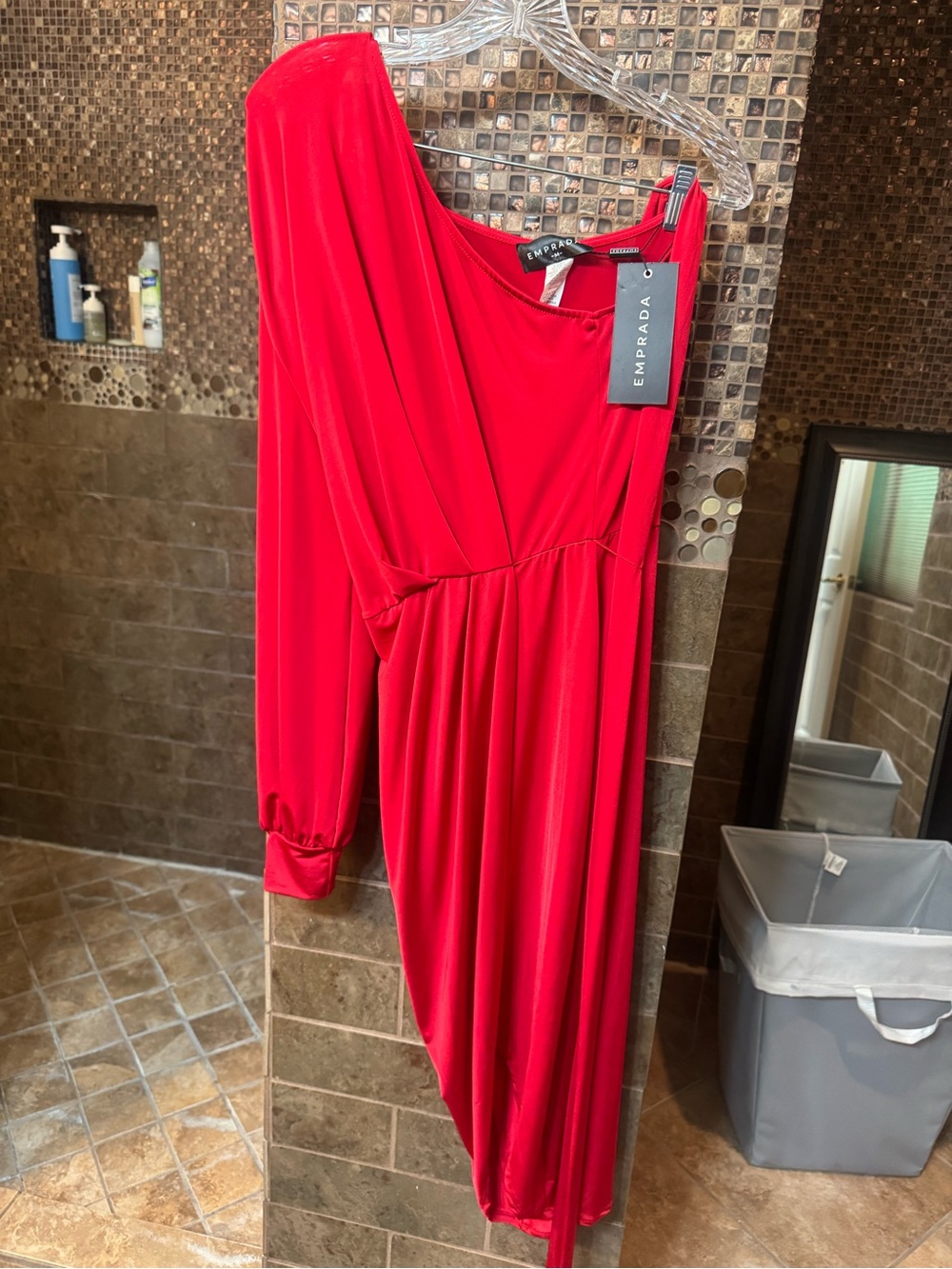 Dress from Emprada Asymmetrical One-Sleeve Red Evening Dress